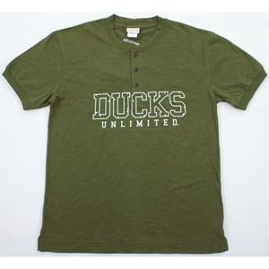 Ducks Unlimited T-Shirt Med Logo Green Henley NWT